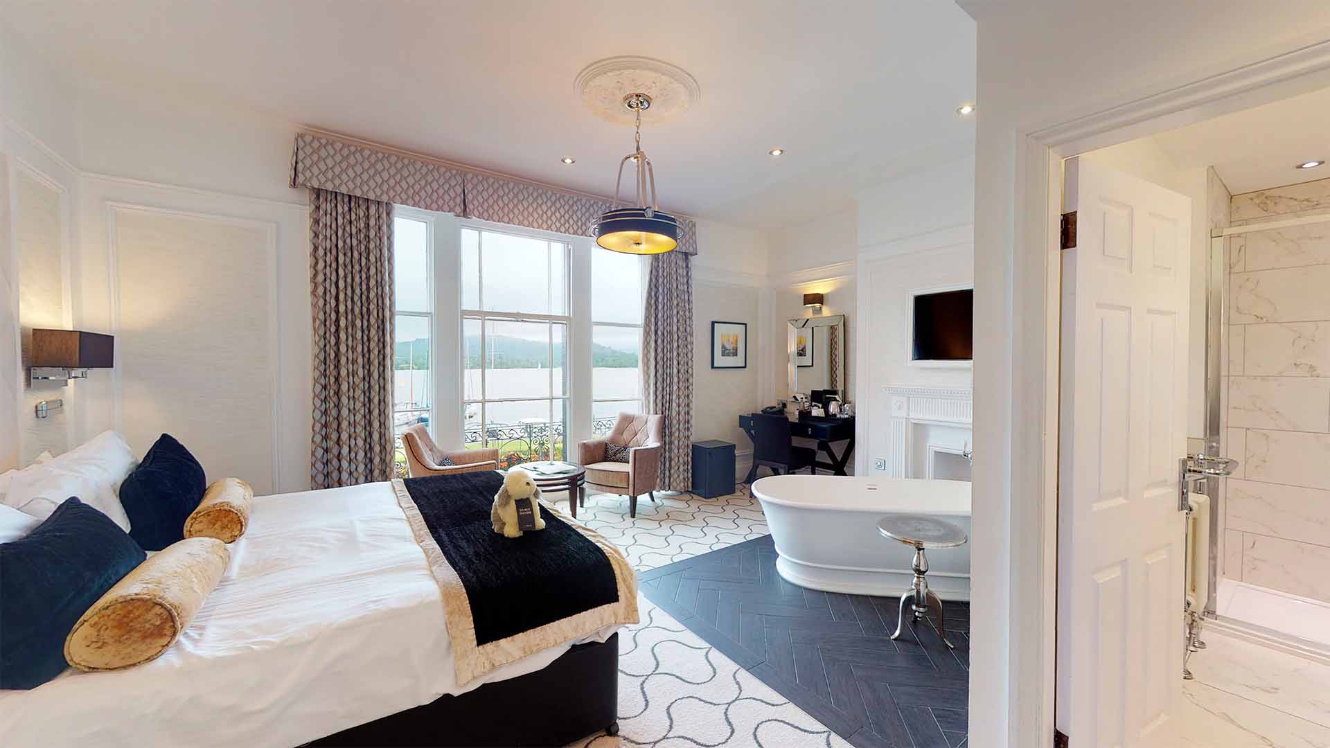 A Resort Lime Lake View hotel bedroom at Low Wood Bay Resort & Spa