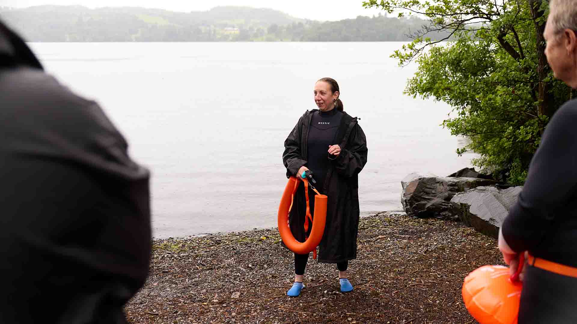 Briefing from guide before entering the water of lake Windermere